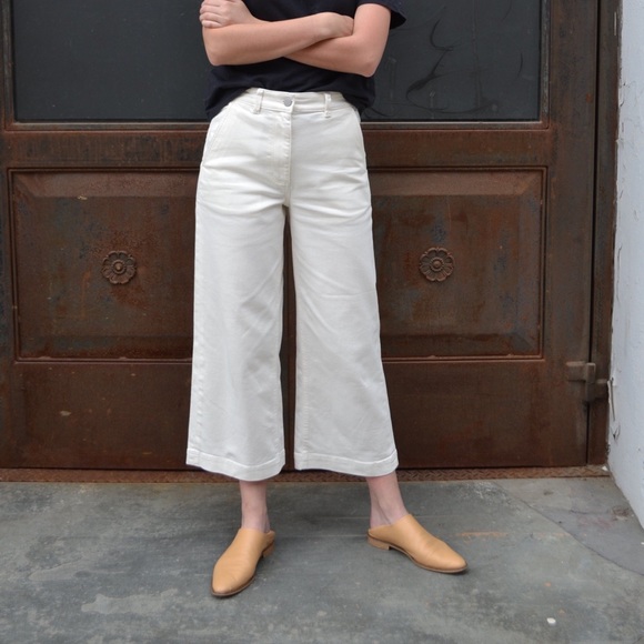 GAP Denim - Gap Cotton Off White Wide Leg Crop Jeans 4/27